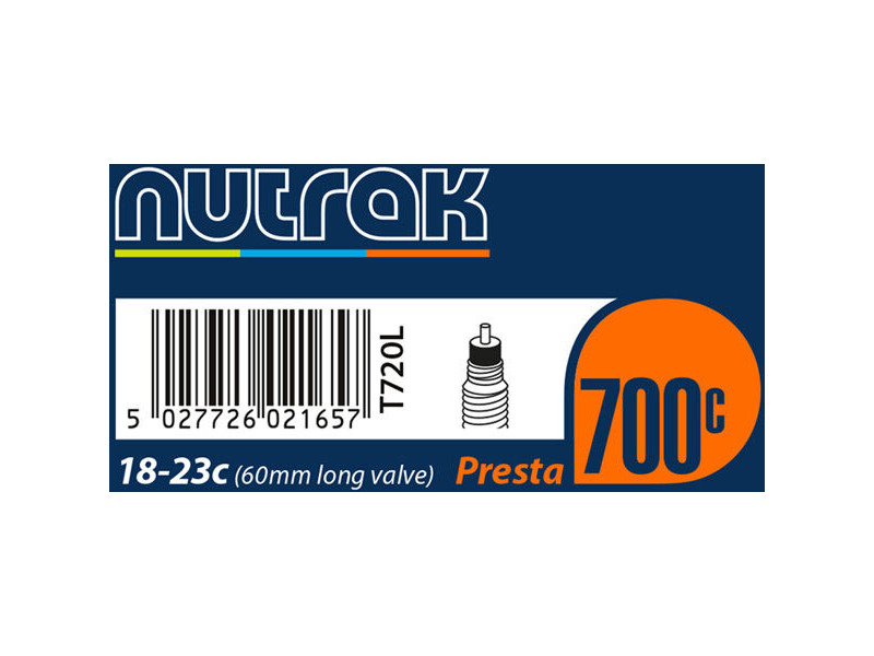 Nutrak 700x18 - 23C Presta 60 mm long valve click to zoom image