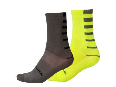 Endura Coolmax Stripe Socks (Twin Pack) Hi-Viz Yellow